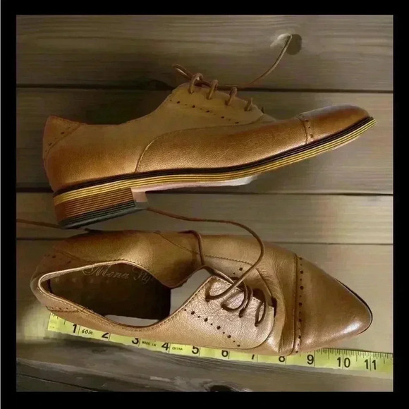 Mona Flying Womens leather dress shoes pointed toe brown US 7.5 EU 39 1" Heel - Picture 4 of 11